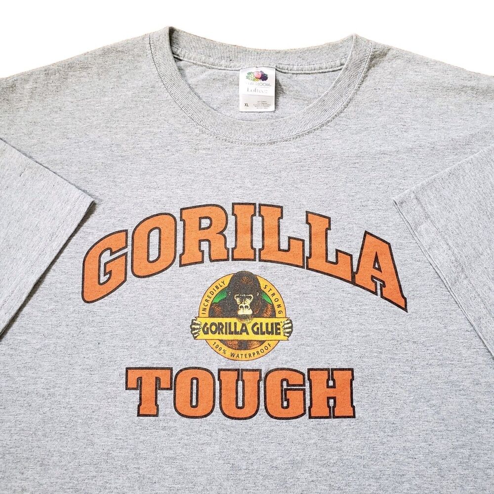 Vintage 90s Y2K Gorilla Glue Promo Sz XL Mens Grey T-Shirt Gorilla Tough Ape